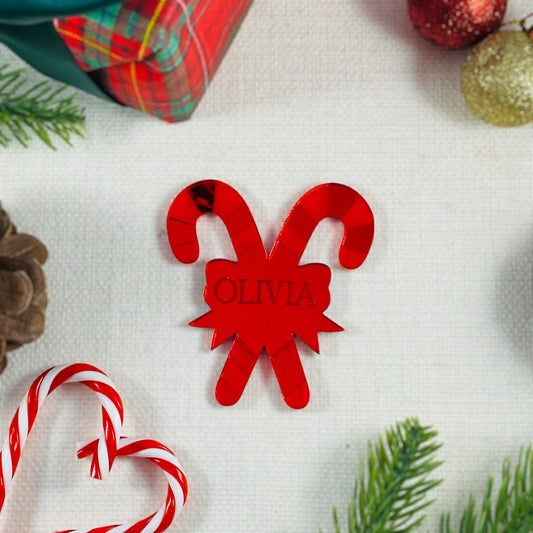 Personalised Candy Cane Place Name Decoration - Add any name!