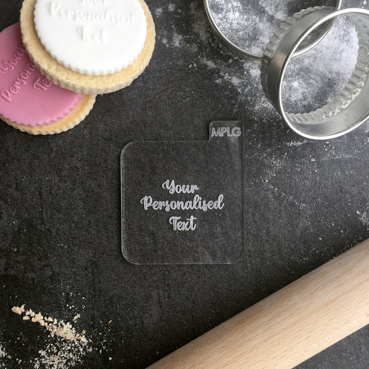 Personalised Your Text Here Happy Birthday Baby Shower Hen Party Icing Embosser Stamp Fondant for Biscuits Cookies Cupcake Topper Stencil