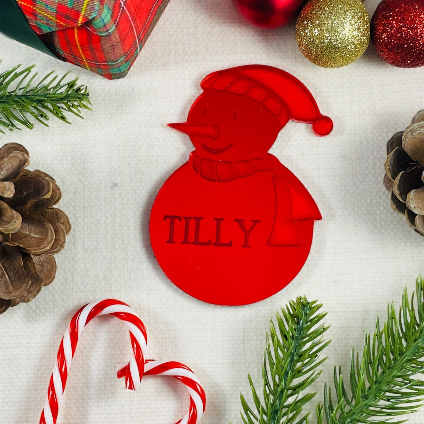 Personalised Snowman Place Name Decoration - Add any name!