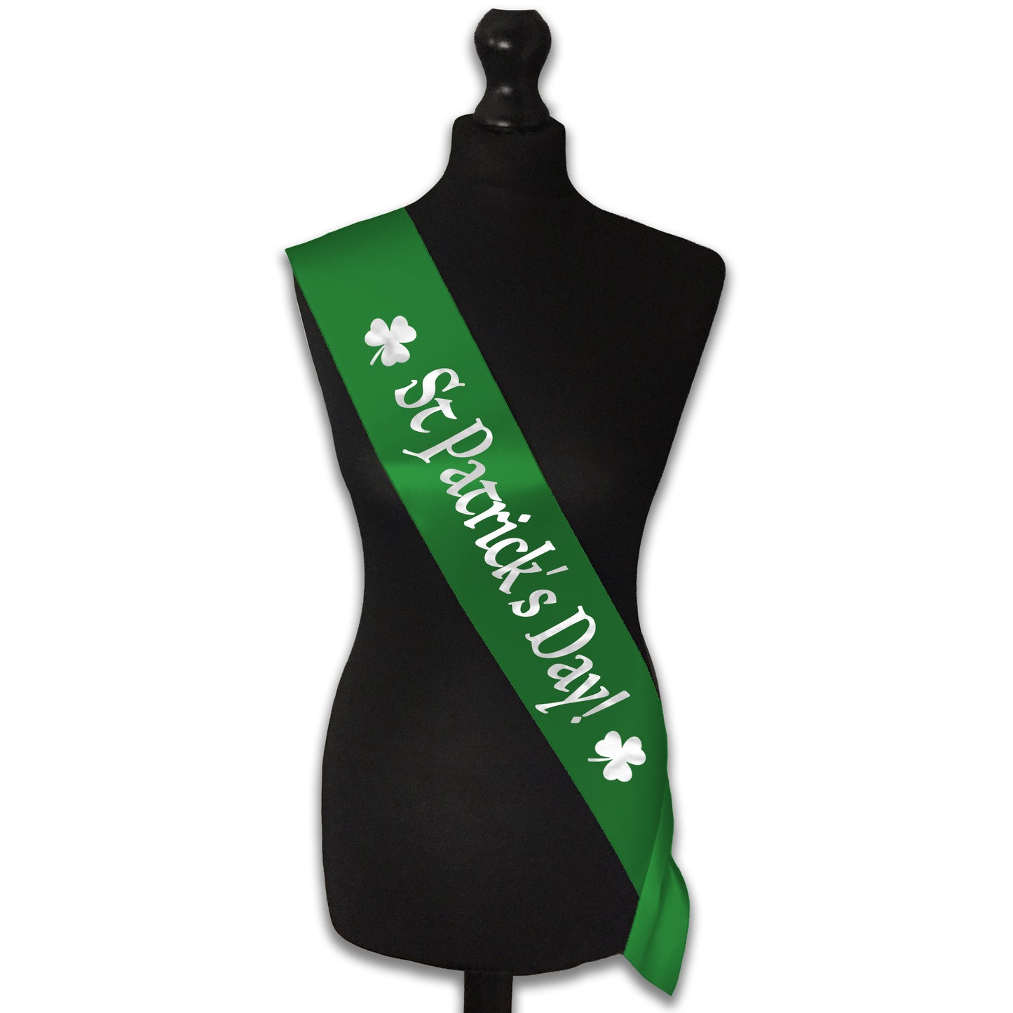St Patrick's Day! Sash - Green with Silver Text