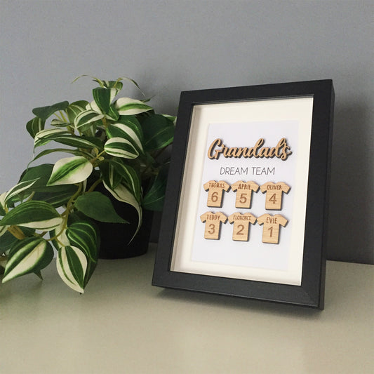 Personalised Grandad's Dream Team Football Family Box Frame Fathers Day Birthday Grandfather - Add your family names