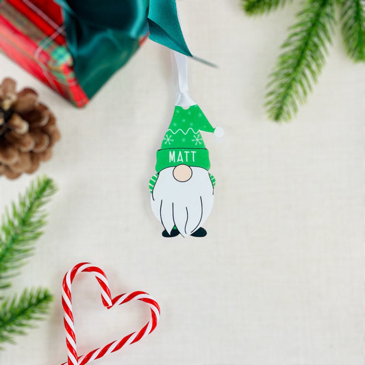 Personalised Christmas Acrylic Gonk Bauble - Green - Add any name!