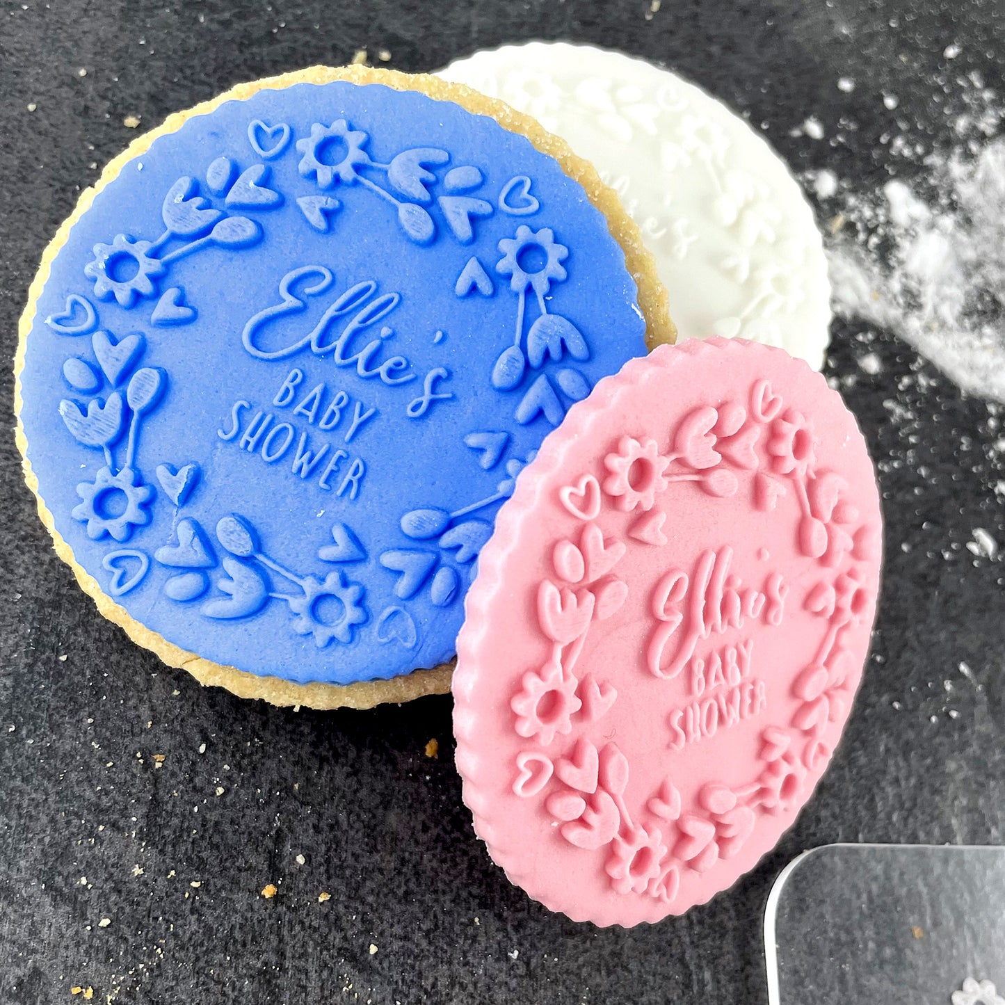 Personalised Baby Shower Icing Stamp Fondant Embosser Stamp for Biscuits, Cookies, Cupcake Topper Decorations Stencil for Baby Shower