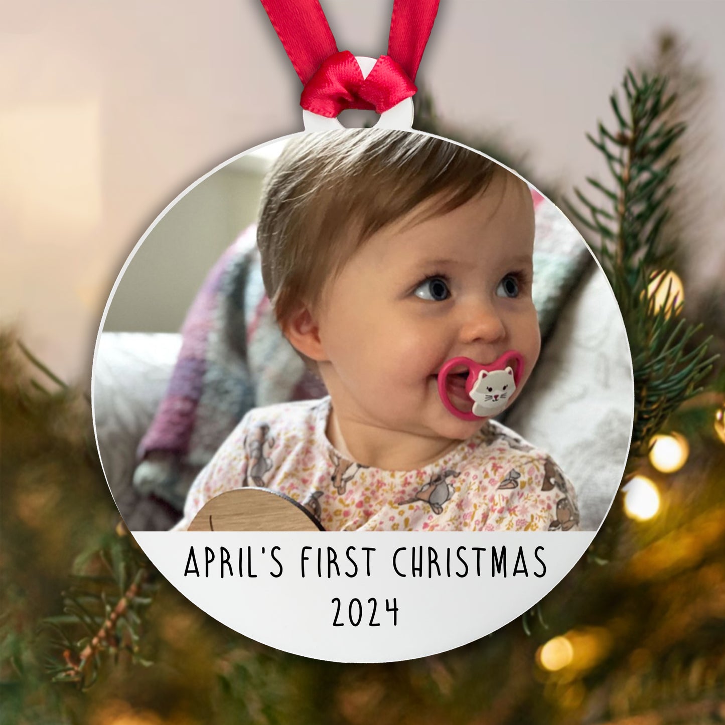 Personalised Baby's First Christmas Bauble - Acrylic Photo