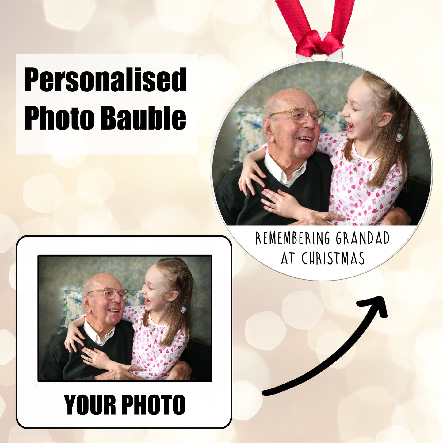 Personalised Memorial Remembering Family at Christmas Bauble - Acrylic Photo