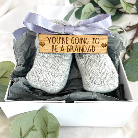 Guess What' Booties - Grey & Gift Boxed - "You're Going to Be..." - A Grandad