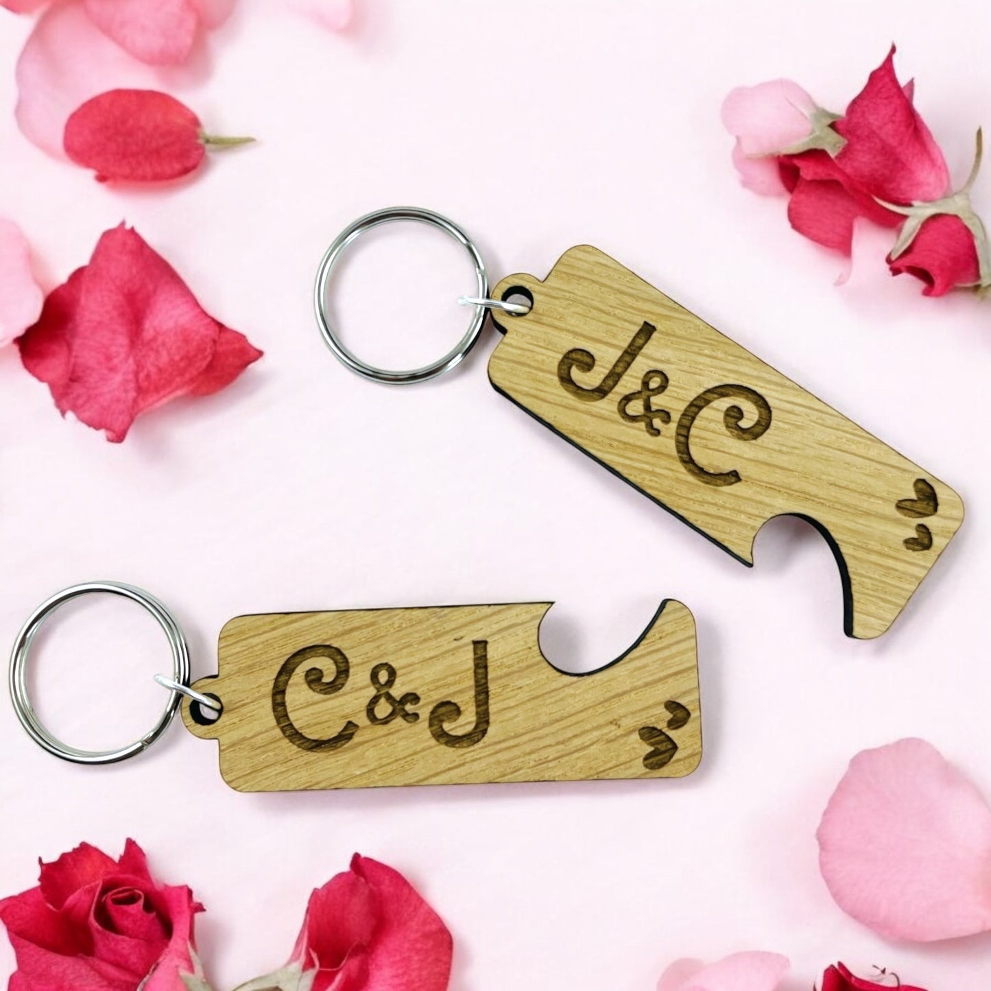 Personalised Initial Keyring Heart - Set of 2