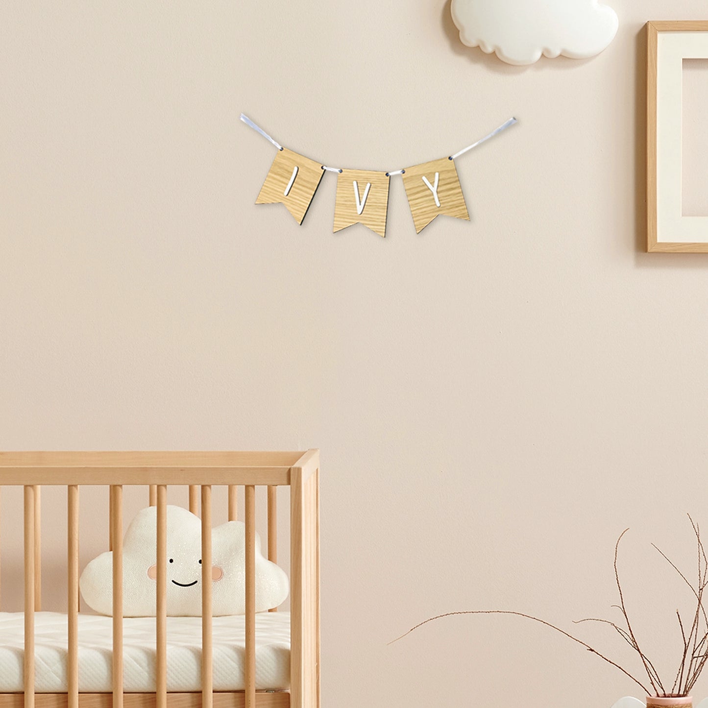 Personalised Oak Wood Name Bunting - Nursery or Child's Room Decor - Add any Name!
