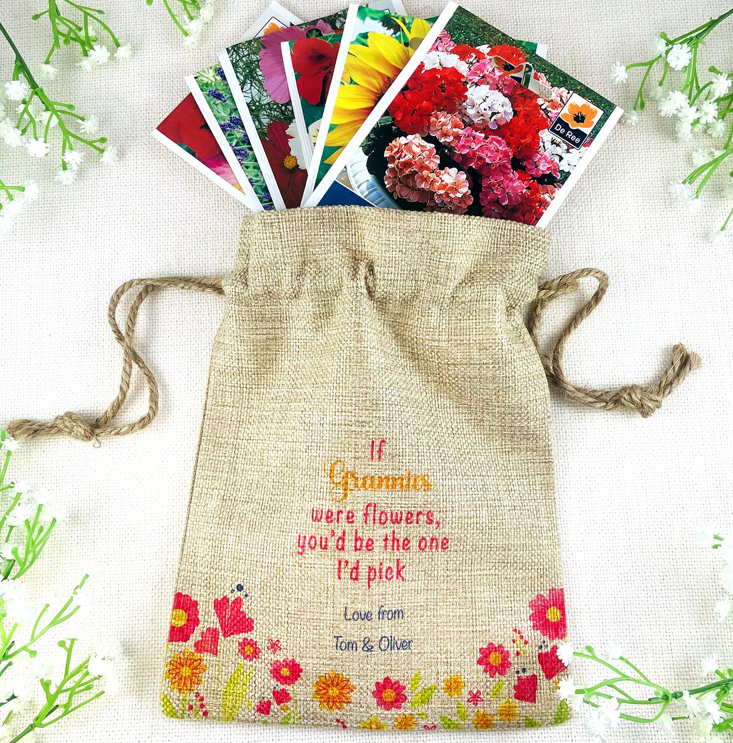 Personalised Flower Seed Bag - If Grannies were Flowers You'd be The one I'd Pick - Gardening Gift