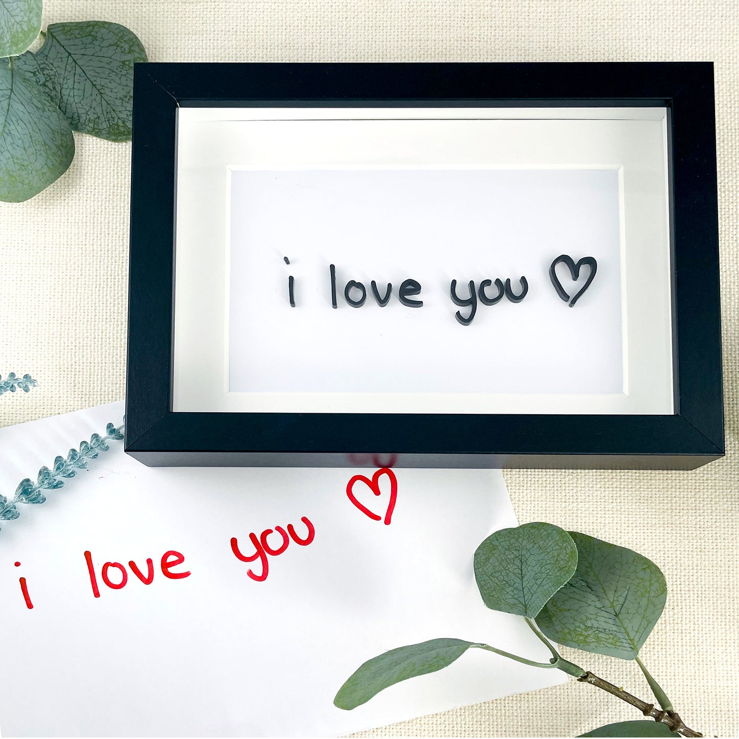 Personalised Handwritten Note Framed Wall Art, Black Box Frame - For her, For Him
