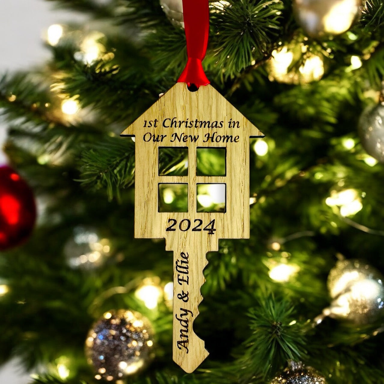 Personalised 'First Christmas in New Home' Key Christmas Tree Decoration
