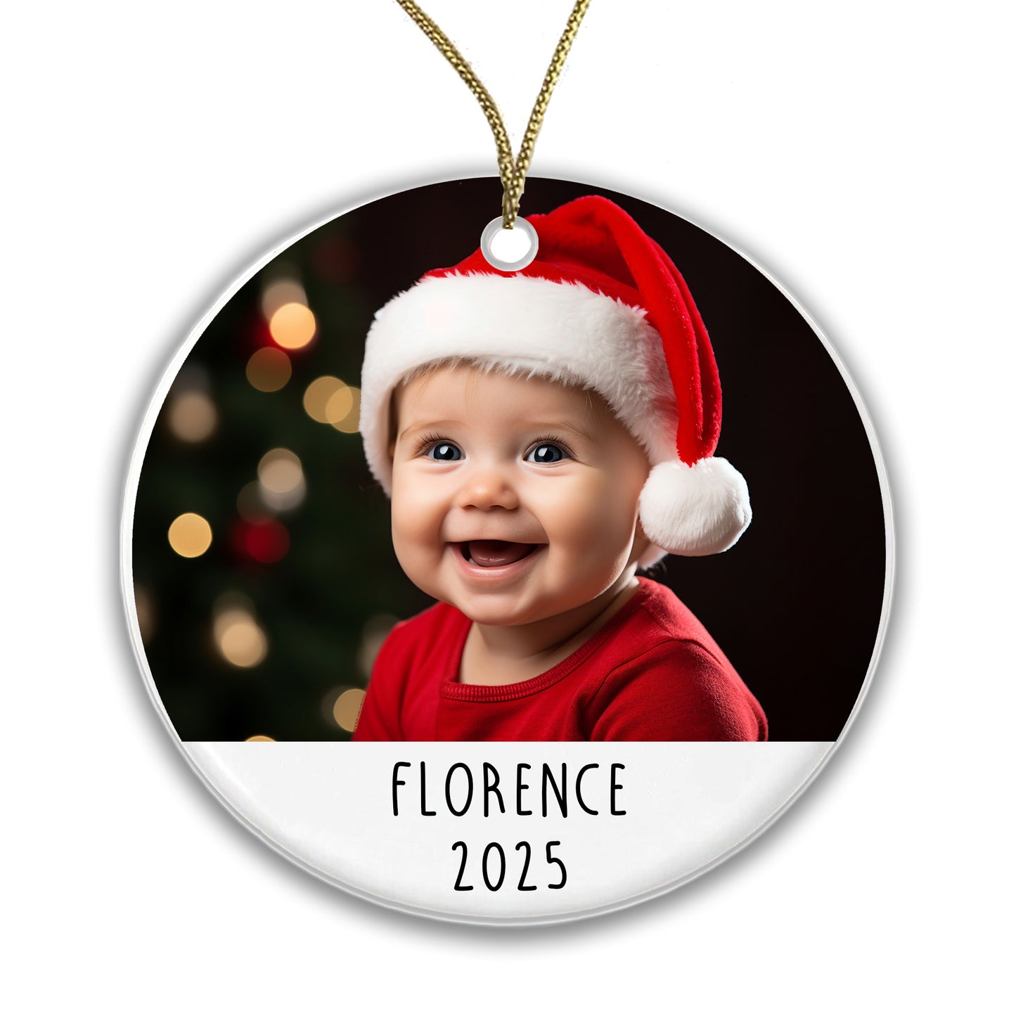 Personalised Christmas Baby Ceramic Photo Bauble Gift Boxed