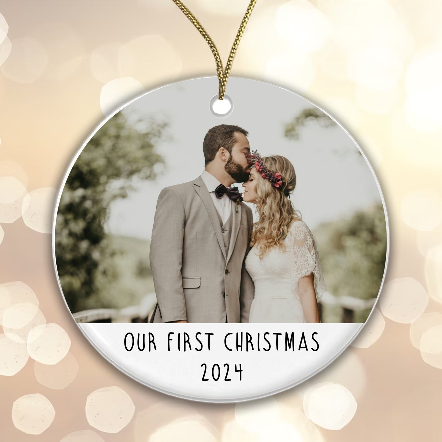 Personalised Couple Photo Bauble - Add a photo, names and year!
