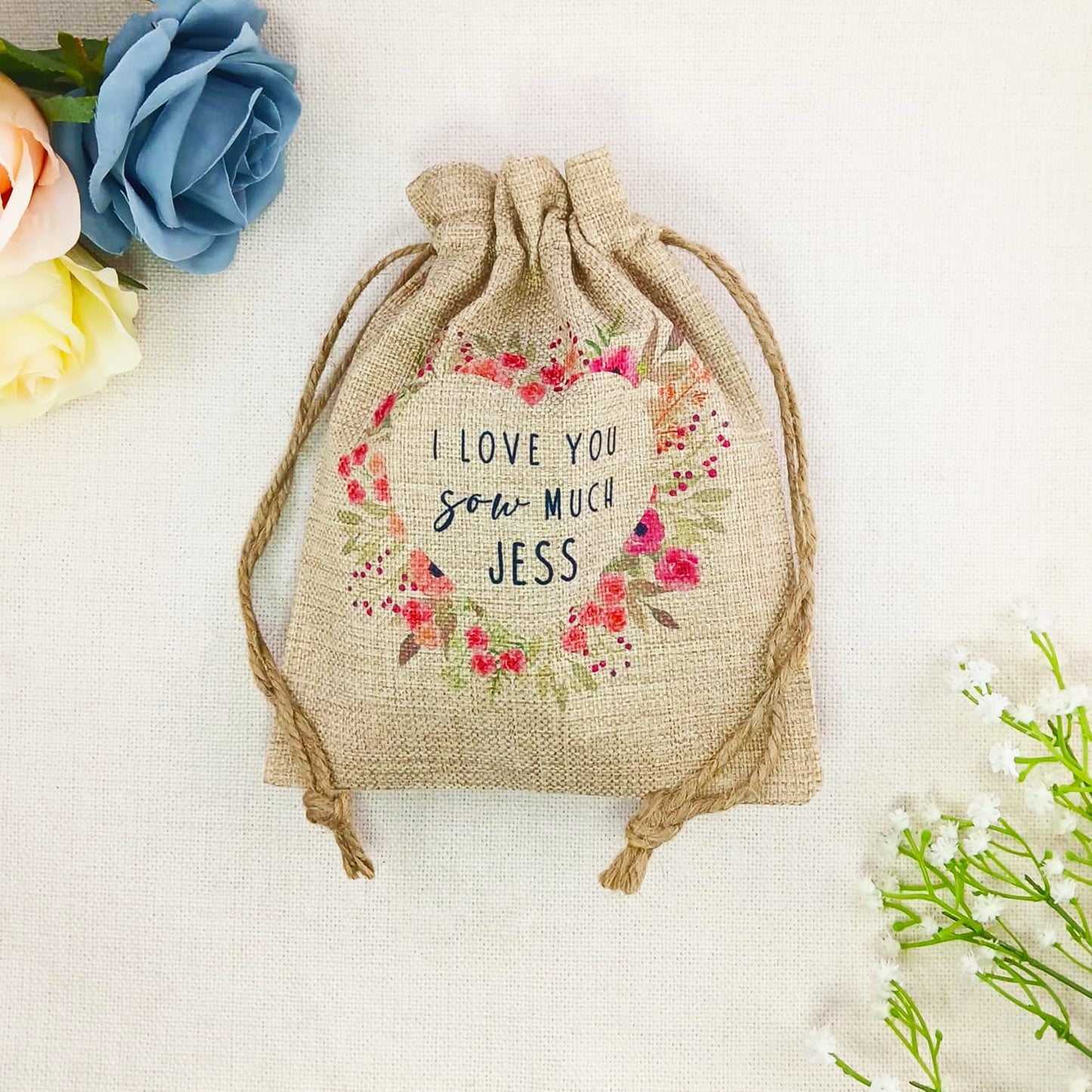 Personalised Flower Seed Bag I Love You Sow Much Name – Gardening Gift for Valentine’s Day, Birthday or Mother’s Day