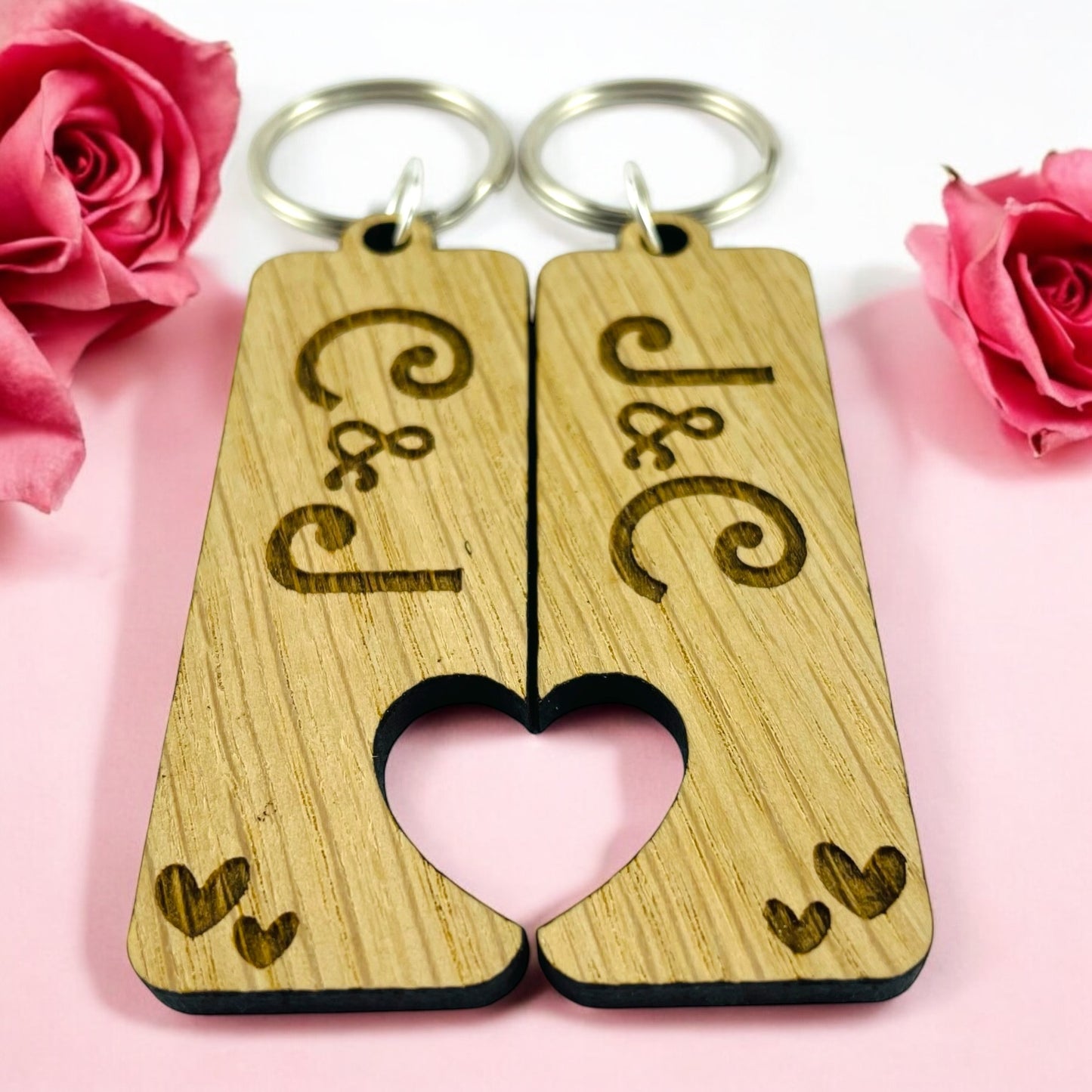 Personalised Initial Keyring Heart - Set of 2