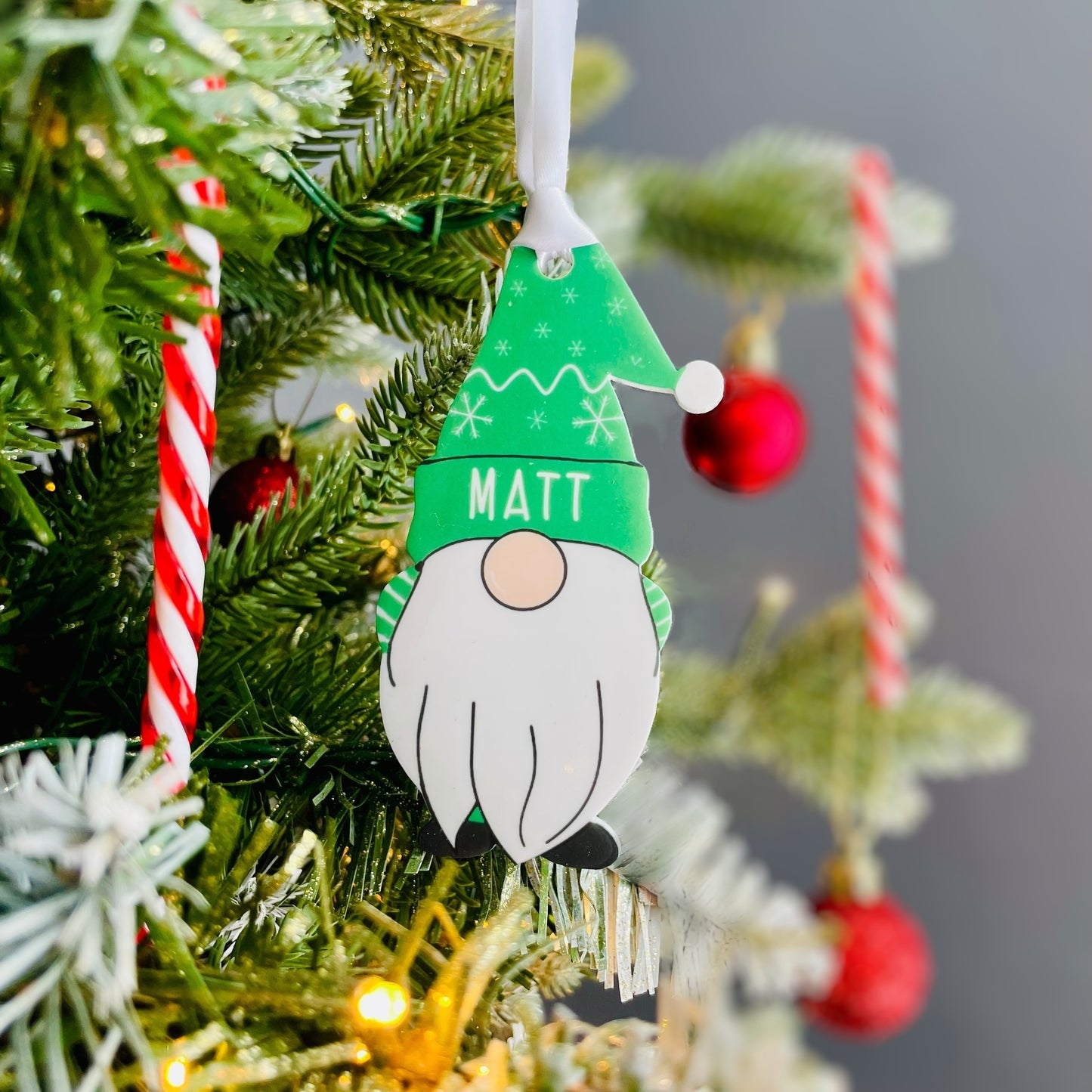 Personalised Christmas Acrylic Gonk Bauble - Choose from four colours - Add any name!