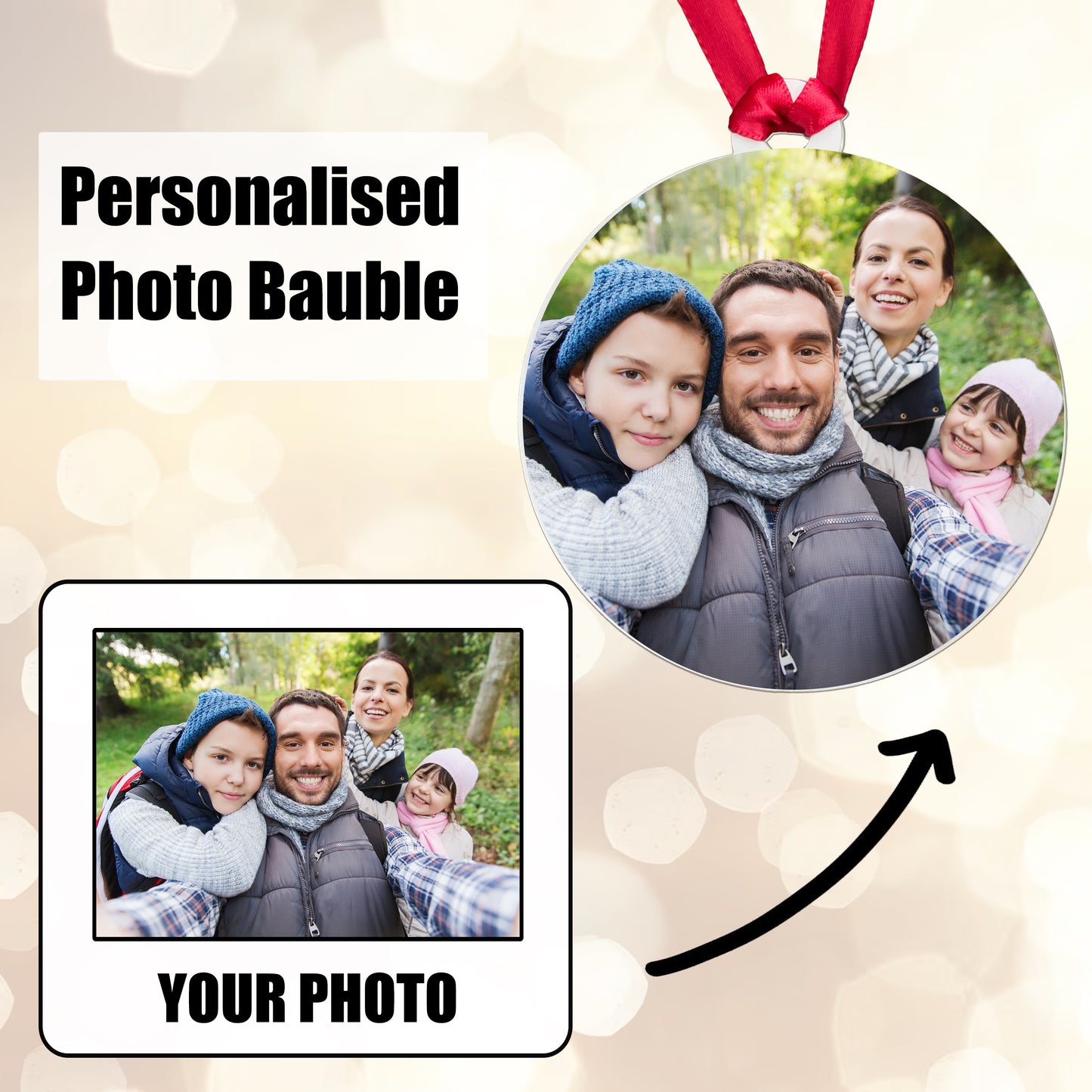 Personalised Full Photo Bauble - Upload any photo!