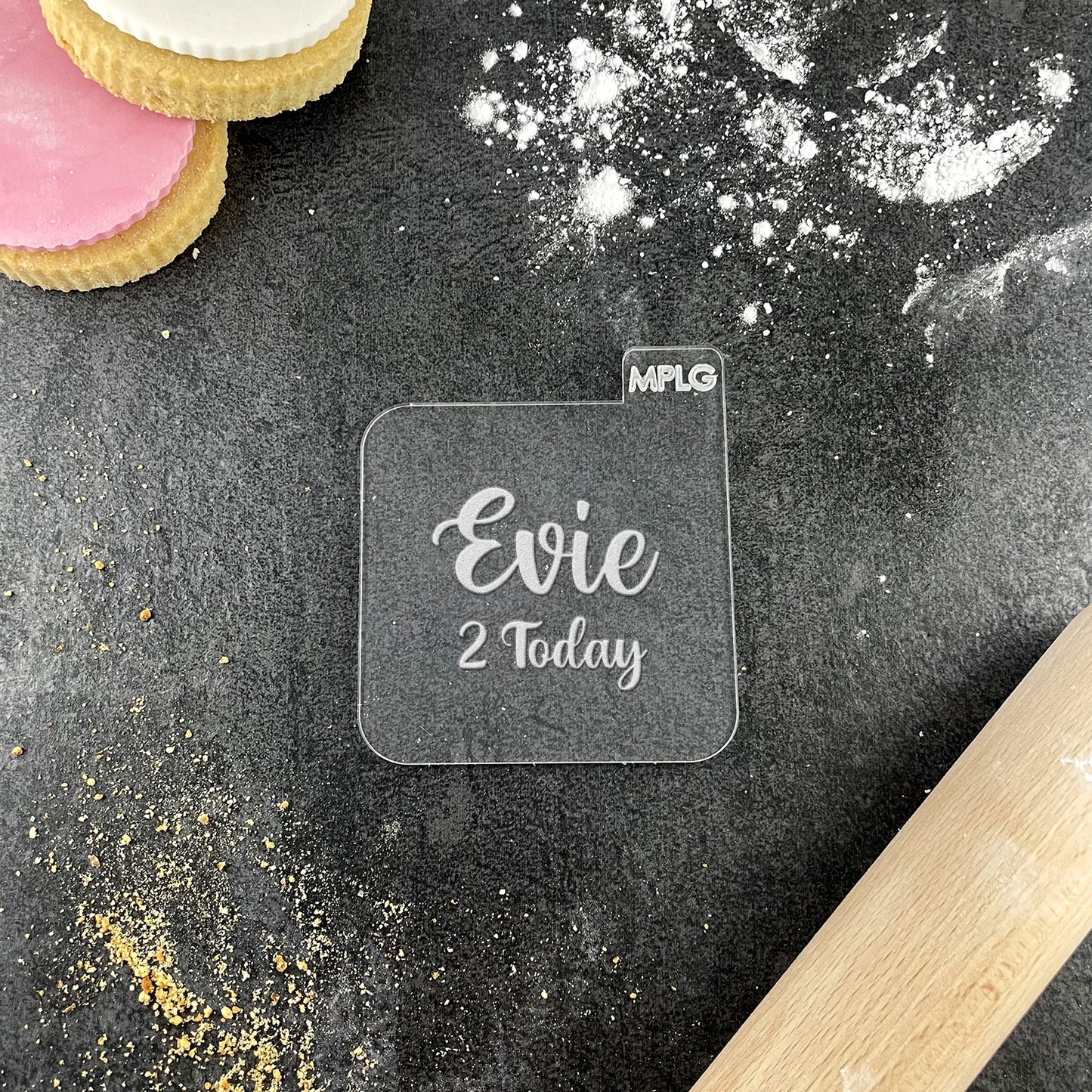 Personalised Name and Age Birthday Child's Birthday Icing Stamp Embosser Stamp Fondant for Biscuits, Cookies, Cupcake Topper Stencil