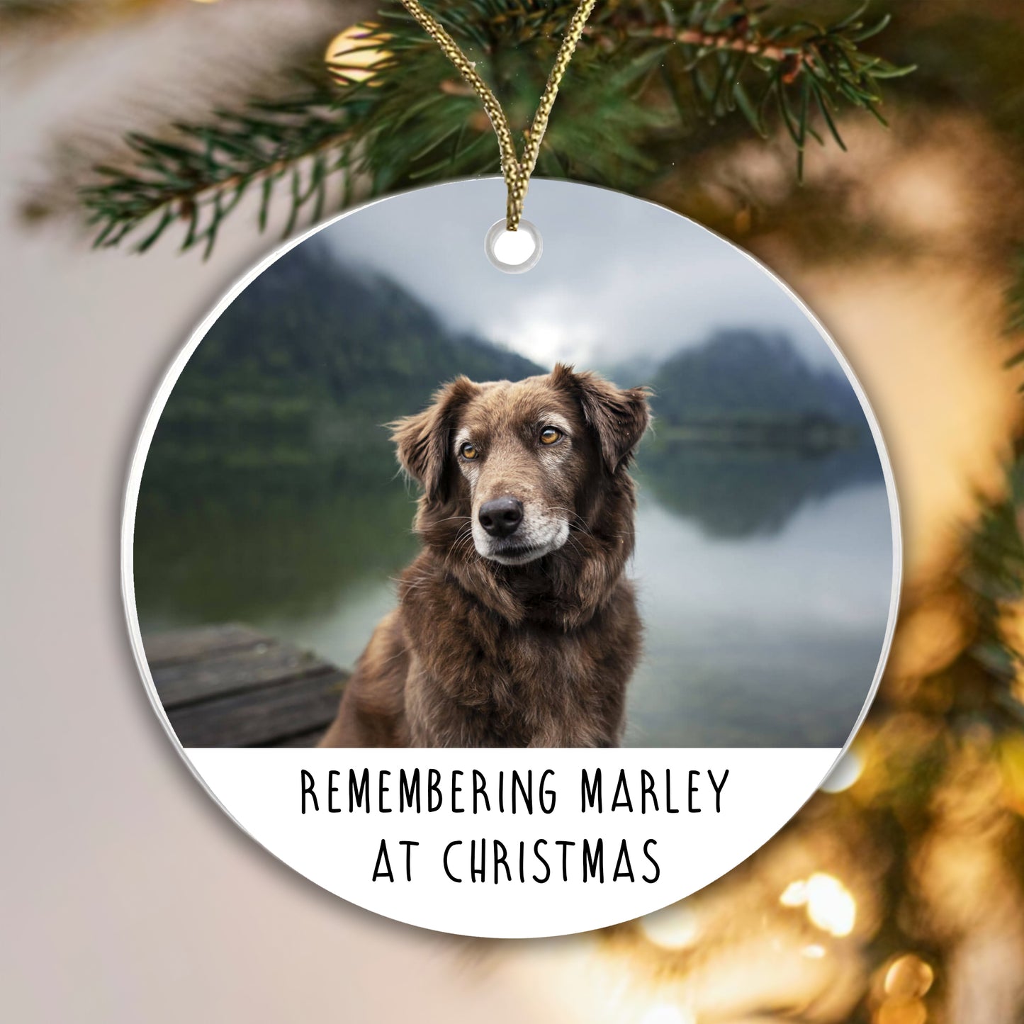 Personalised Pet Memorial Bauble - Remembering Cat Dog at Christmas