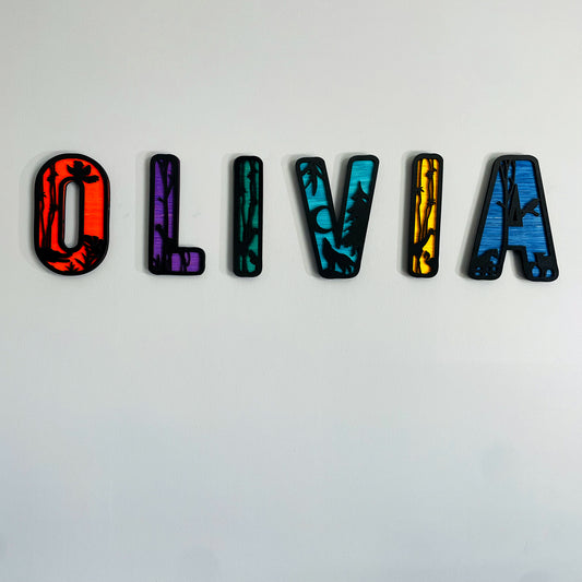 Personalised Wooden Safari Bedroom Wall Letter Decoration - Wall Letter Sign - Nursery Decor - Kids Bedroom