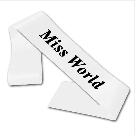 MISS PAGEANT BEAUTY CUSTOM MADE FANCY DRESS REWARD SASHES WHITE