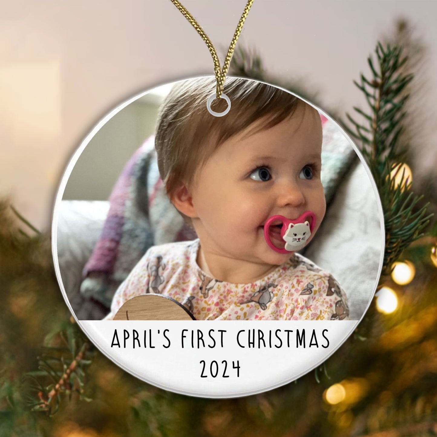 Personalised Baby's First Christmas Bauble - Ceramic Photo