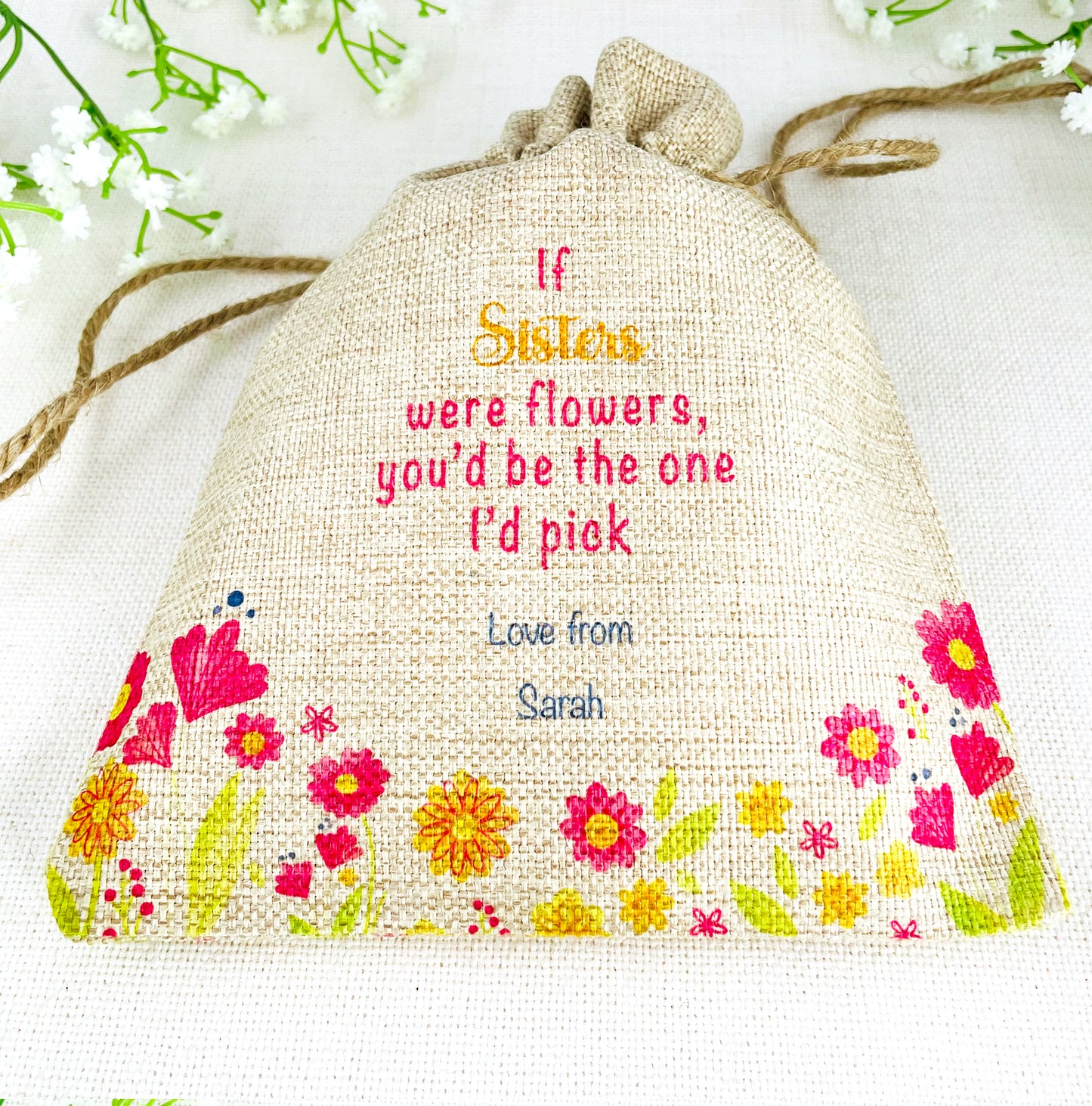 Personalised Flower Seed Bag - If Sisters were Flowers You'd be The one I'd Pick - Gardening Gift