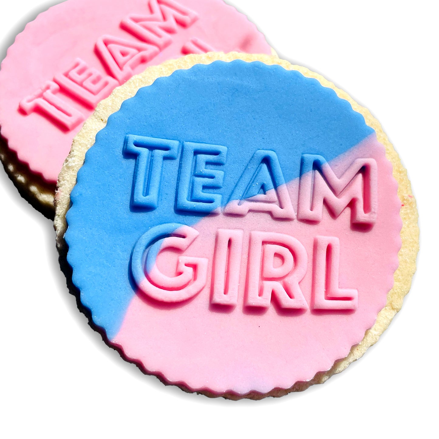 Team Girl Icing Stamp Embosser Stamp Fondant for Biscuits, Cookies, Cupcake Topper Decorations Stencil for Baby Shower Gender Reveal