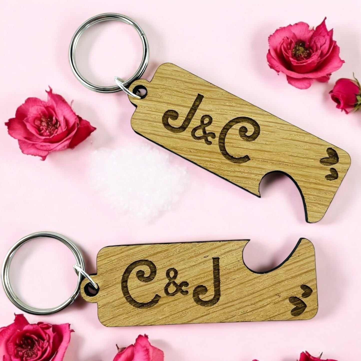 Personalised Initial Keyring Heart - Set of 2