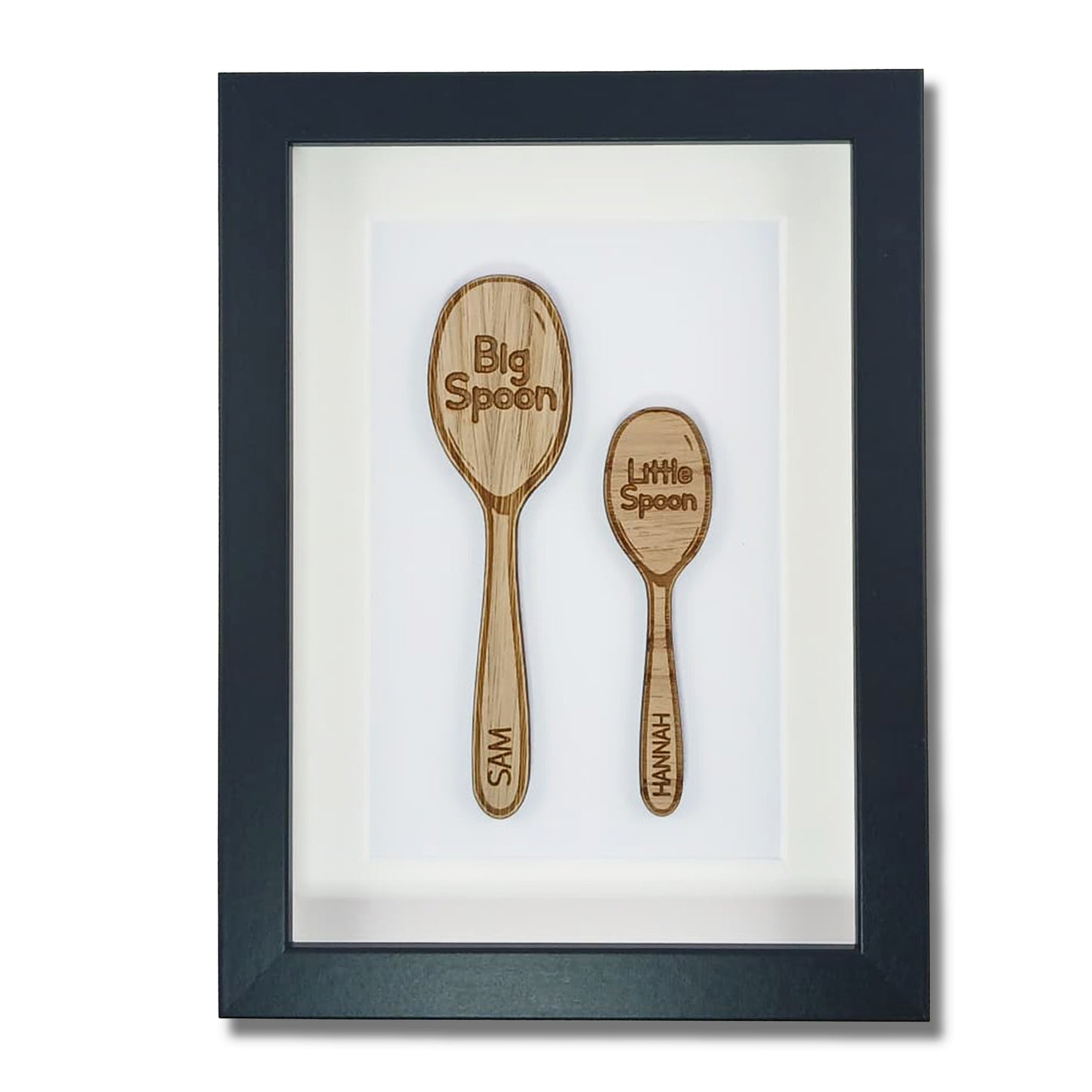 Personalised Wooden 'Big Spoon Little Spoon' Valentine's Day Box Frame Add your names - Perfect for Anniversary, Birthday or Valentine's Day