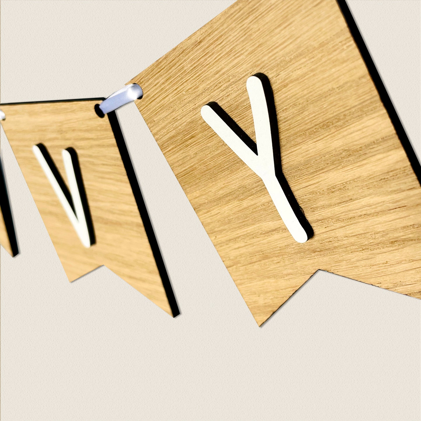 Personalised Oak Wood Name Bunting with Unicorns - Nursery or Child's Room Decor - Add any Name!