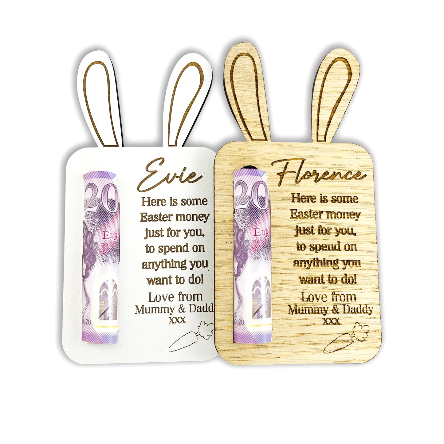 Personalised Easter Money Token - Gift for Children - Easter Gift - Money Card - White Wood