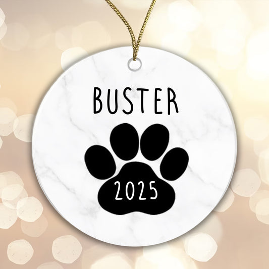 Personalised Ceramic Dog Bauble - Add your name and year!