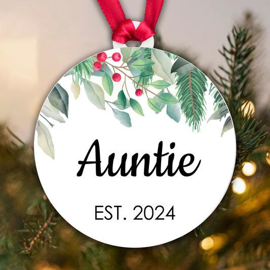 Personalised Auntie Acrylic Christmas Bauble - Auntie Est. Year