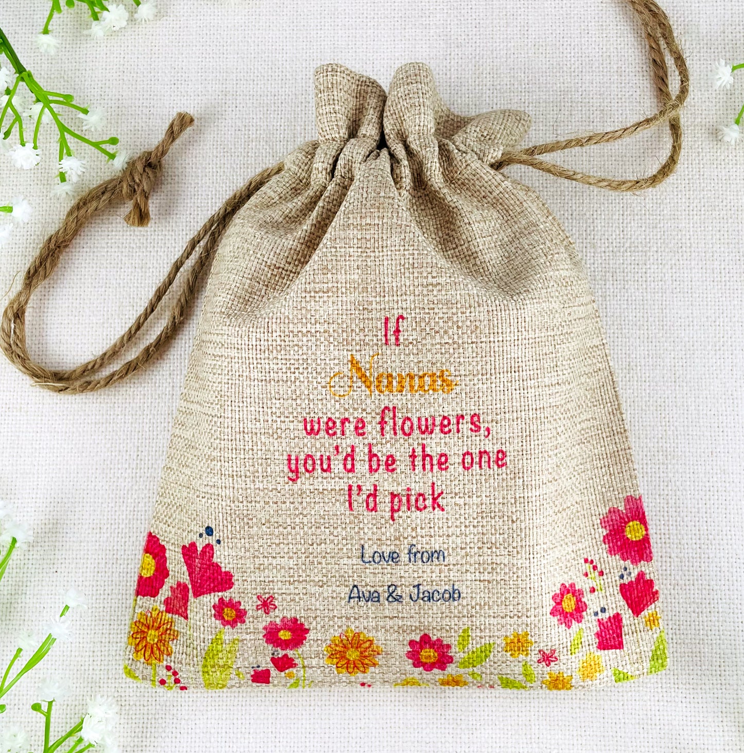 Personalised Flower Seed Bag - If Nanas were Flowers You'd be The one I'd Pick - Gardening Gift
