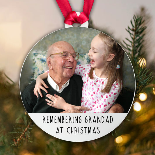 Personalised Memorial Remembering Family at Christmas Bauble - Acrylic Photo