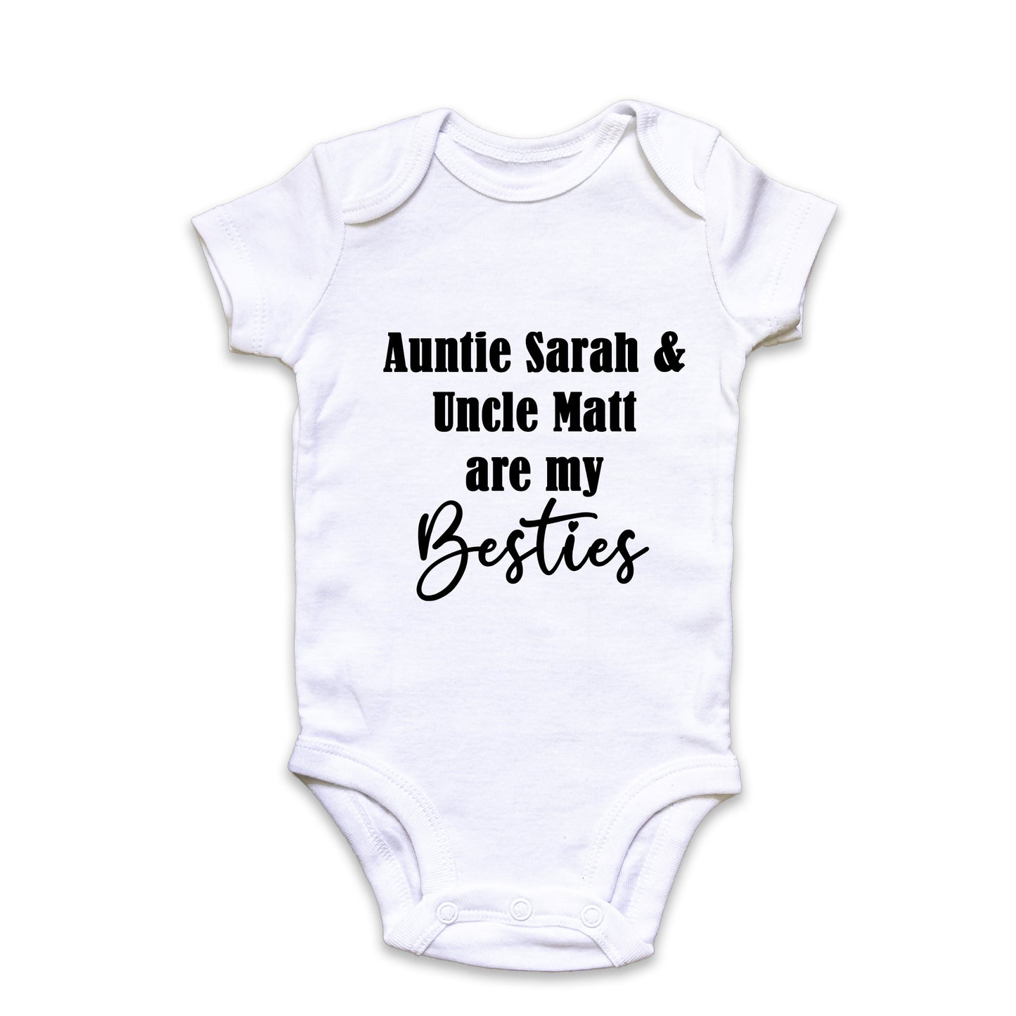 Personalised Auntie & Uncle are my Besties Baby Grow Vest