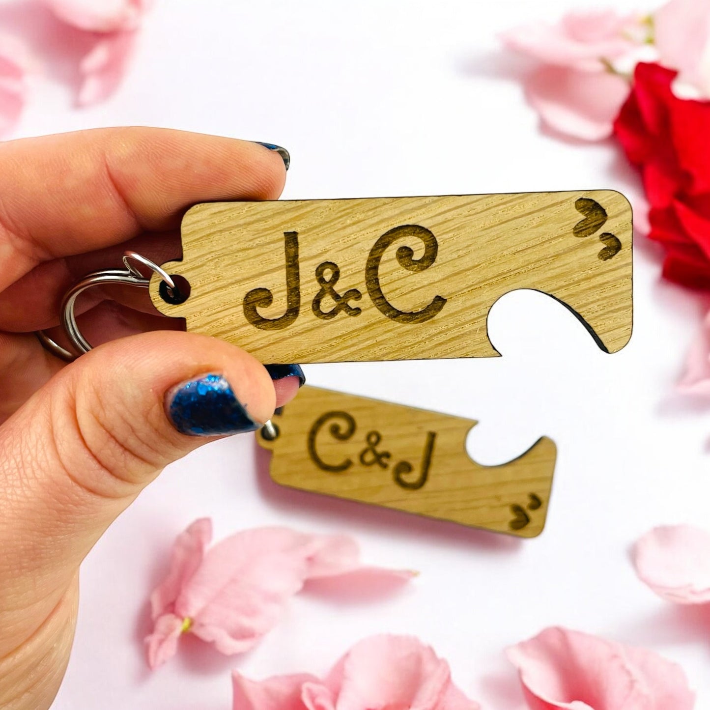 Personalised Initial Keyring Heart - Set of 2
