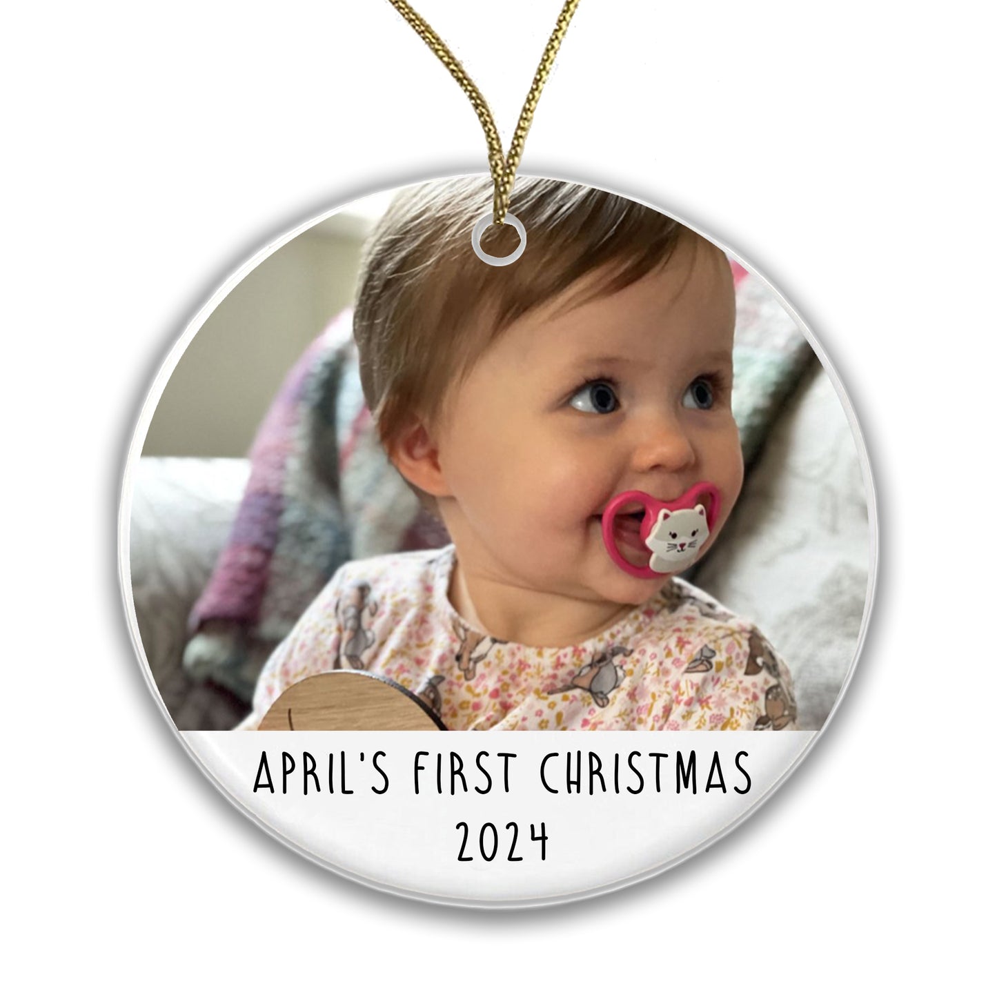 Personalised Baby's First Christmas Bauble - Ceramic Photo