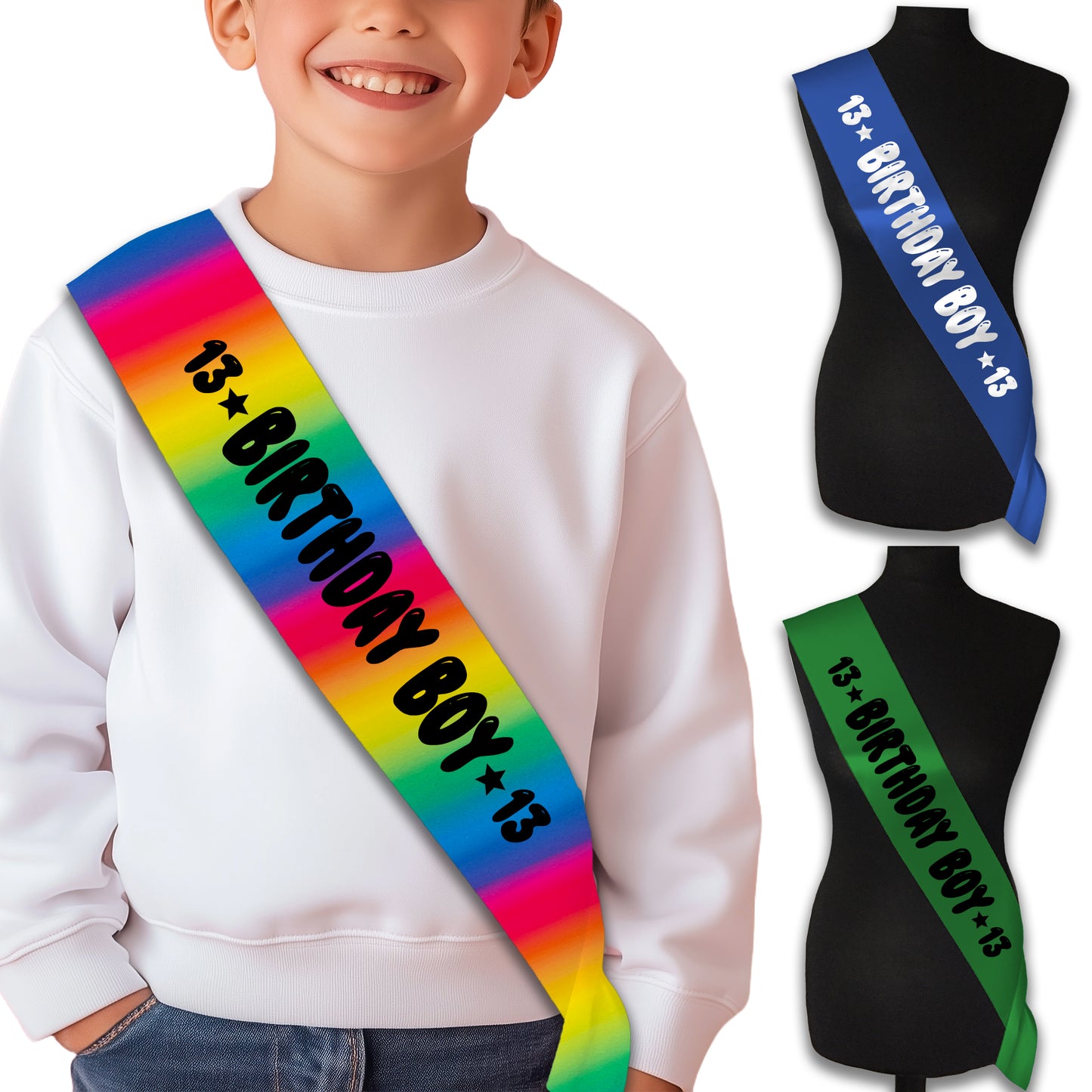 Birthday Boy 13 - 13th Birthday Sash - 13th Birthday Party - Happy Thirteenth Birthday - Teenager Today - Choose from many colours