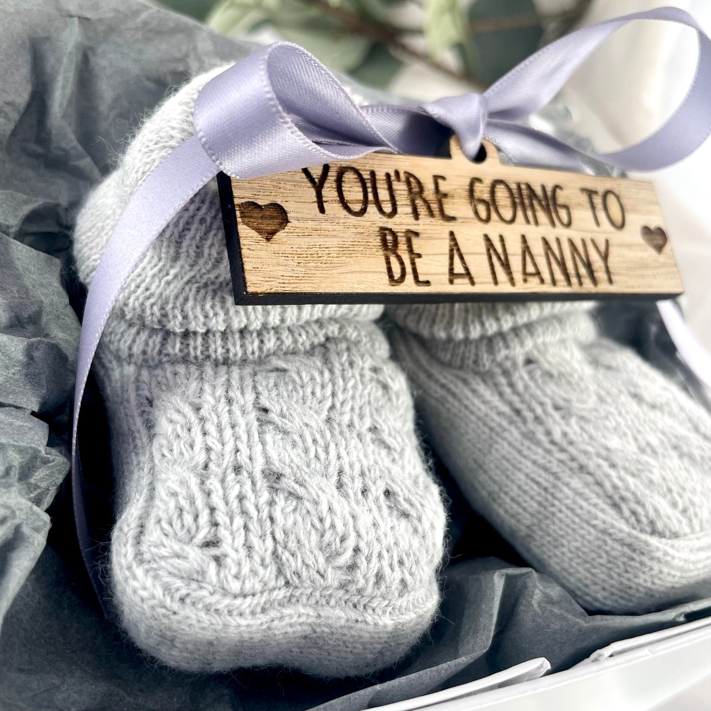 Guess What' Booties - Grey & Gift Boxed - "You're Going to Be..." - A Nanny