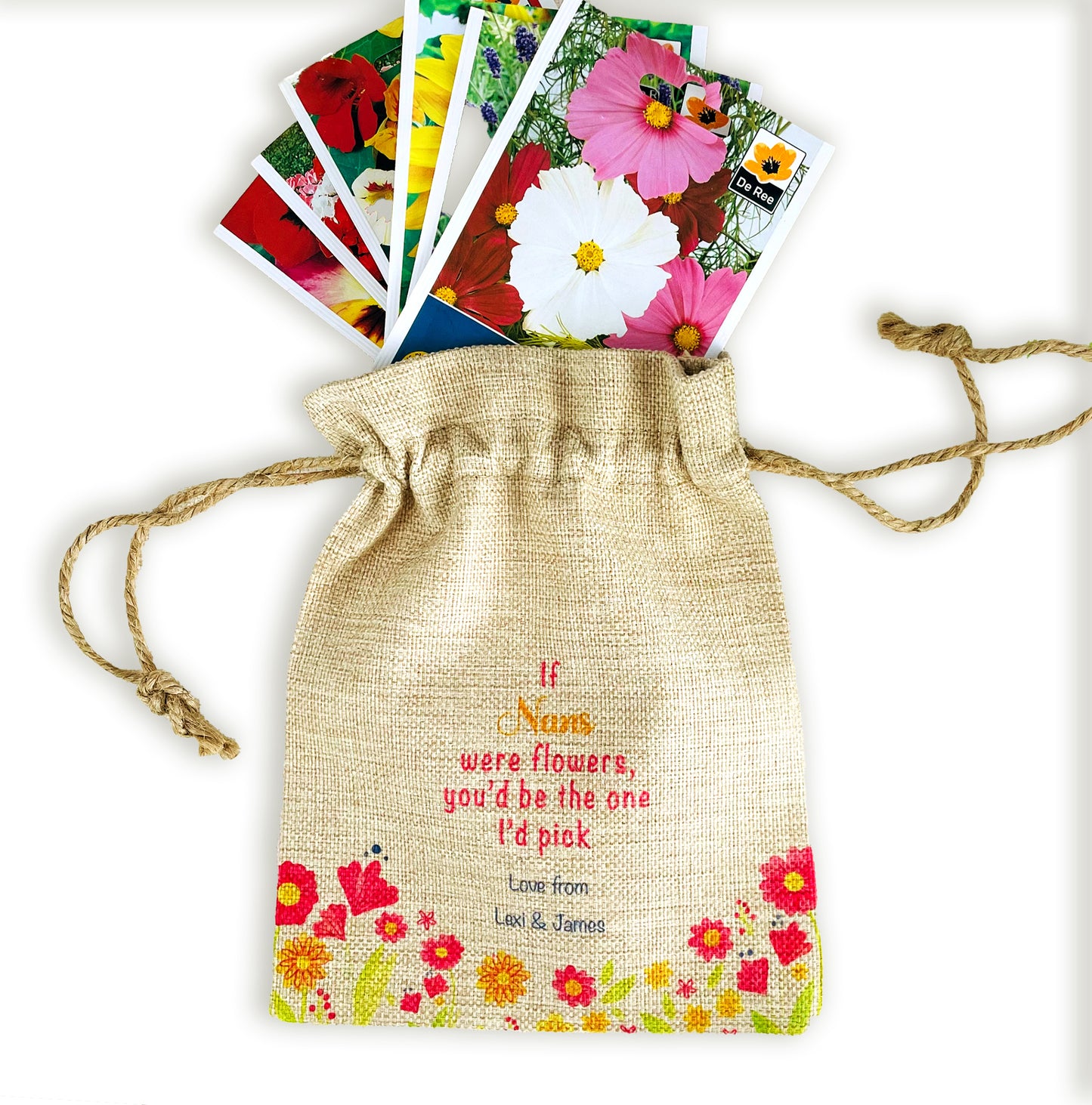 Personalised Flower Seed Bag - If Nans were Flowers You'd be The one I'd Pick - Gardening Gift