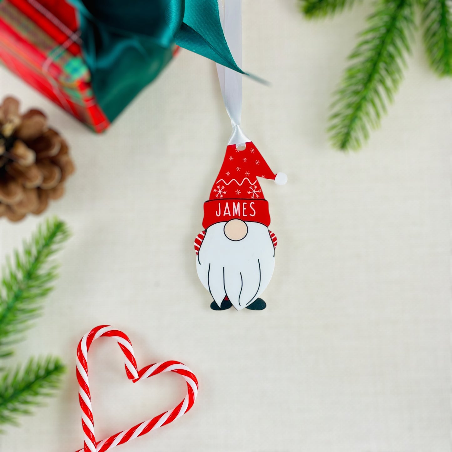Personalised Christmas Acrylic Gonk Bauble - Choose from four colours - Add any name!