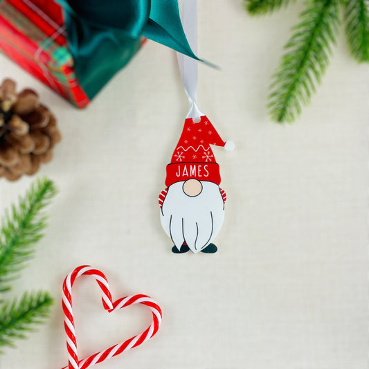 Personalised Christmas Acrylic Gonk Bauble - Red - Add any name!
