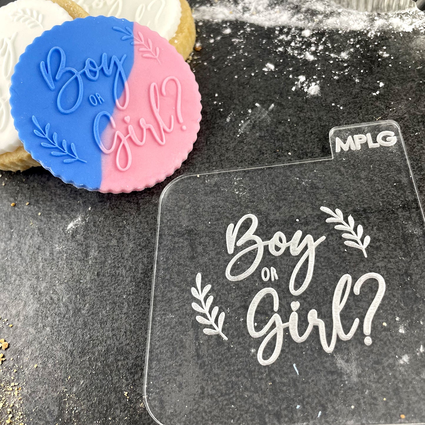 Boy or Girl Icing Stamp Embosser Stamp Fondant for Biscuits, Cookies, Cupcake Topper Decorations Stencil for Baby Shower Gender Reveal