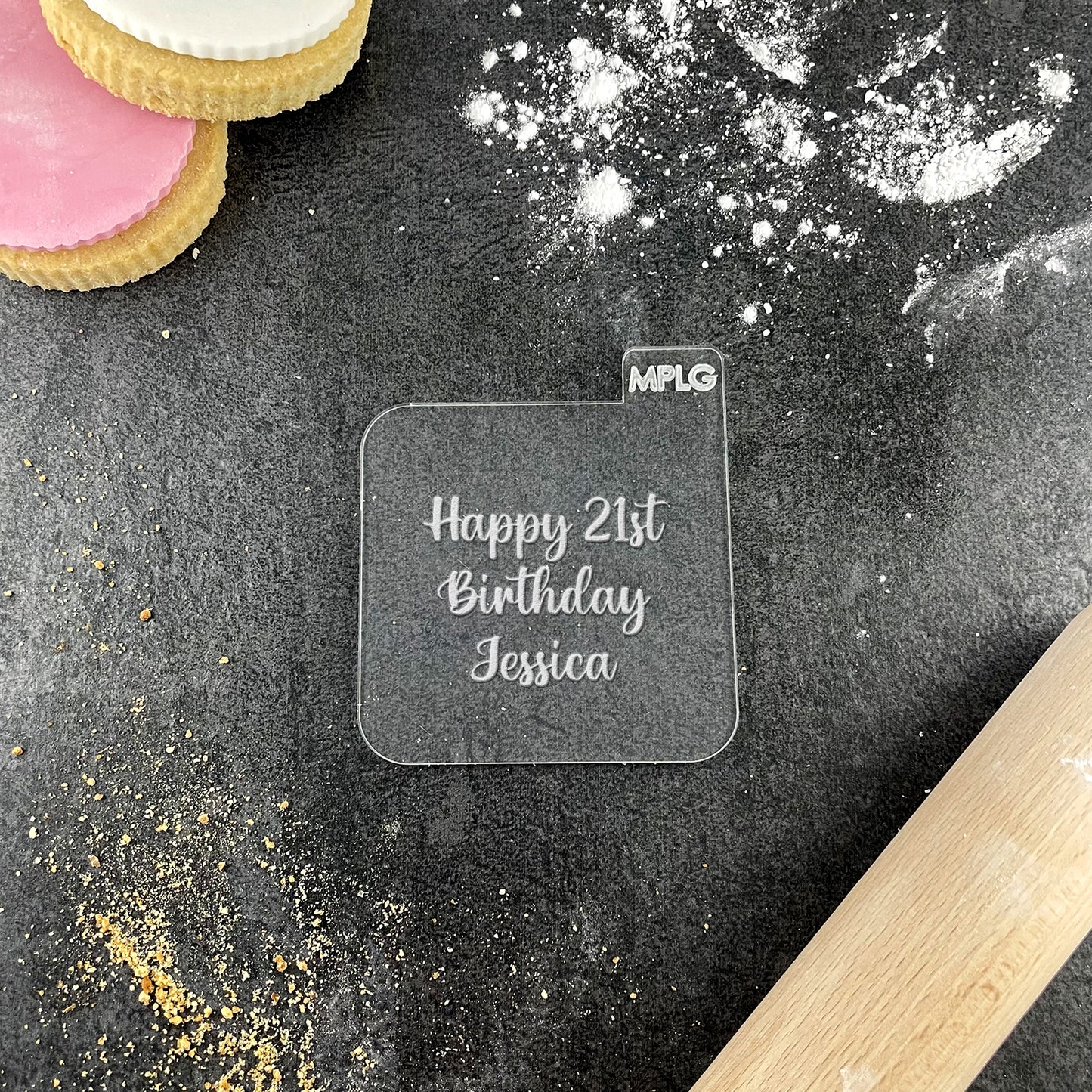 Personalised Name and Age Happy Birthday Icing Stamp Embosser Stamp Fondant for Biscuits, Cookies, Cupcake Topper Decoration Stencil