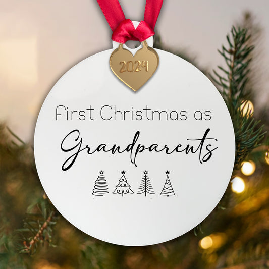 Personalised First Christmas as Grandparents Tree Decoration Bauble | Acrylic