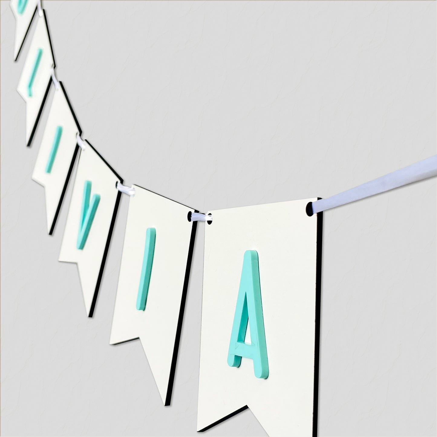 Personalised White Wood Name Bunting - Nursery or Child's Room Decor - Add any Name!