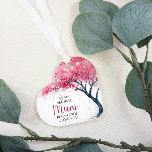 To My Beautiful Mum Hanging Decoration, Cherry Blossom Acrylic Mum Gift, Mother’s Day Keepsake Ornament, Pink Floral Mum Present