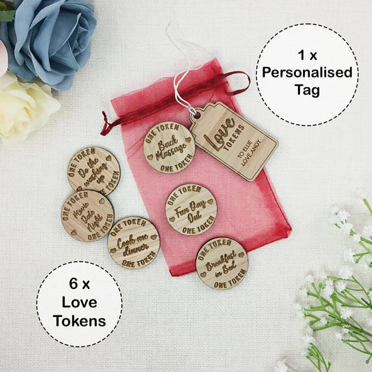 Personalised Love Tokens for Valentine's Day Gift - Romantic Tokens for Couples Birthday